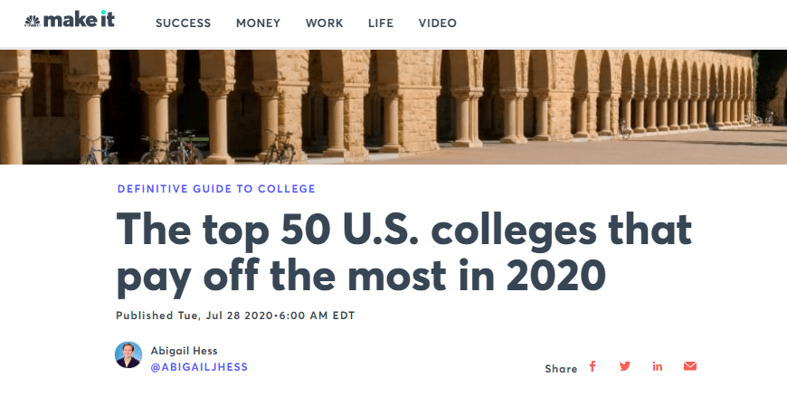 不要只看排名！2020年美国投资回报率最高的50所大学-BJL平台集团(图5)